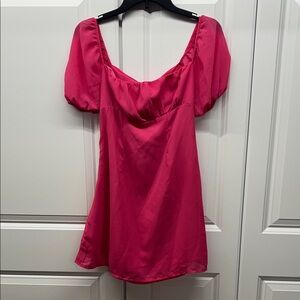 SHEIN Pink Puff Sleeve Dress - Small